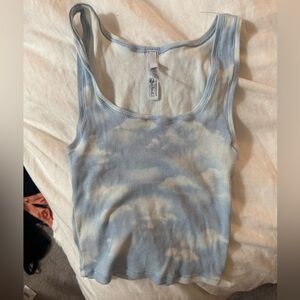 SKIMS Blue and White Tie-Dye Tank Top